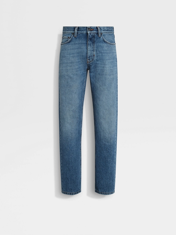 Blaue Roccia-Jeans aus steingewaschener Baumwolle Blaue Roccia-Jeans aus steingewaschener Baumwolle