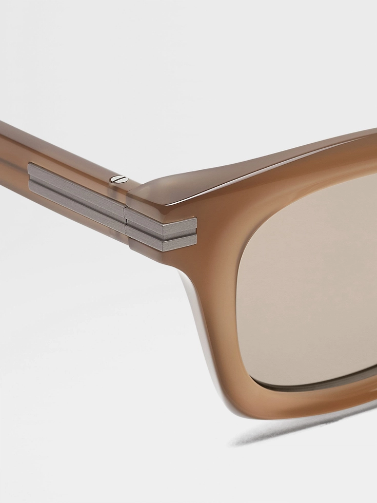 Dunkelbeige Acetat-Sonnenbrille