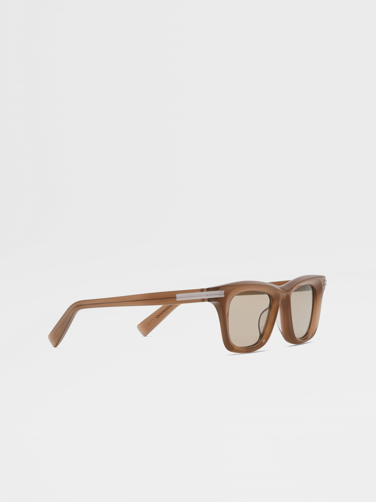 Dunkelbeige Acetat-Sonnenbrille Dunkelbeige Acetat-Sonnenbrille
