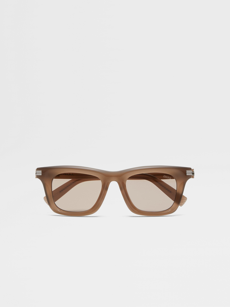 Dunkelbeige Acetat-Sonnenbrille