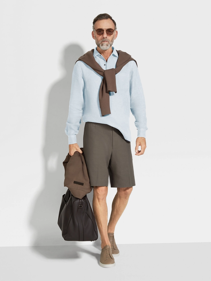 Dunkeltaupe Oasi Lino Shorts Dunkeltaupe Oasi Lino Shorts