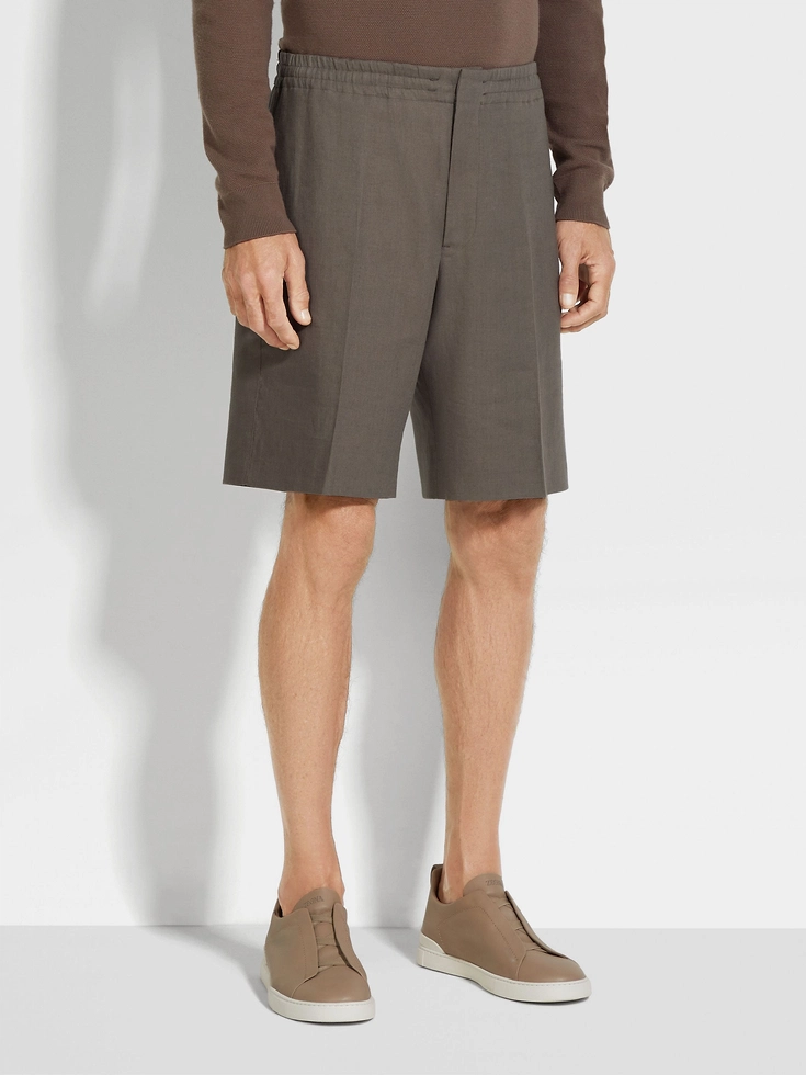 Dunkeltaupe Oasi Lino Shorts Dunkeltaupe Oasi Lino Shorts
