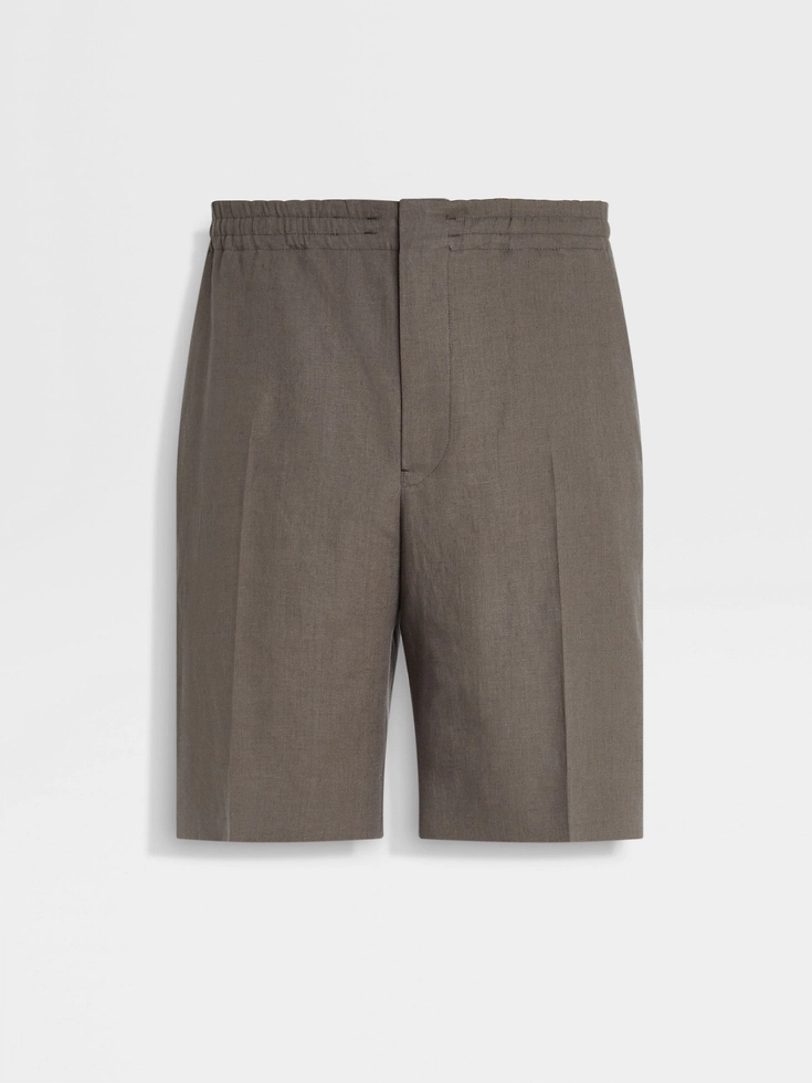 Dunkeltaupe Oasi Lino Shorts