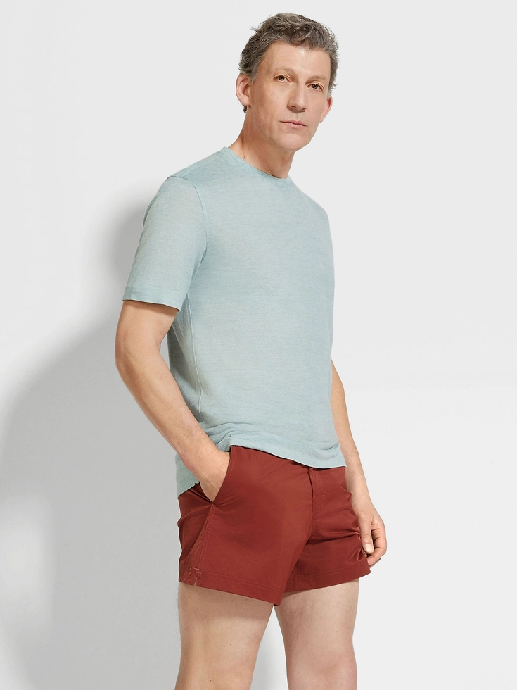 Hellblaues Oasi Lino-T-Shirt Hellblaues Oasi Lino-T-Shirt