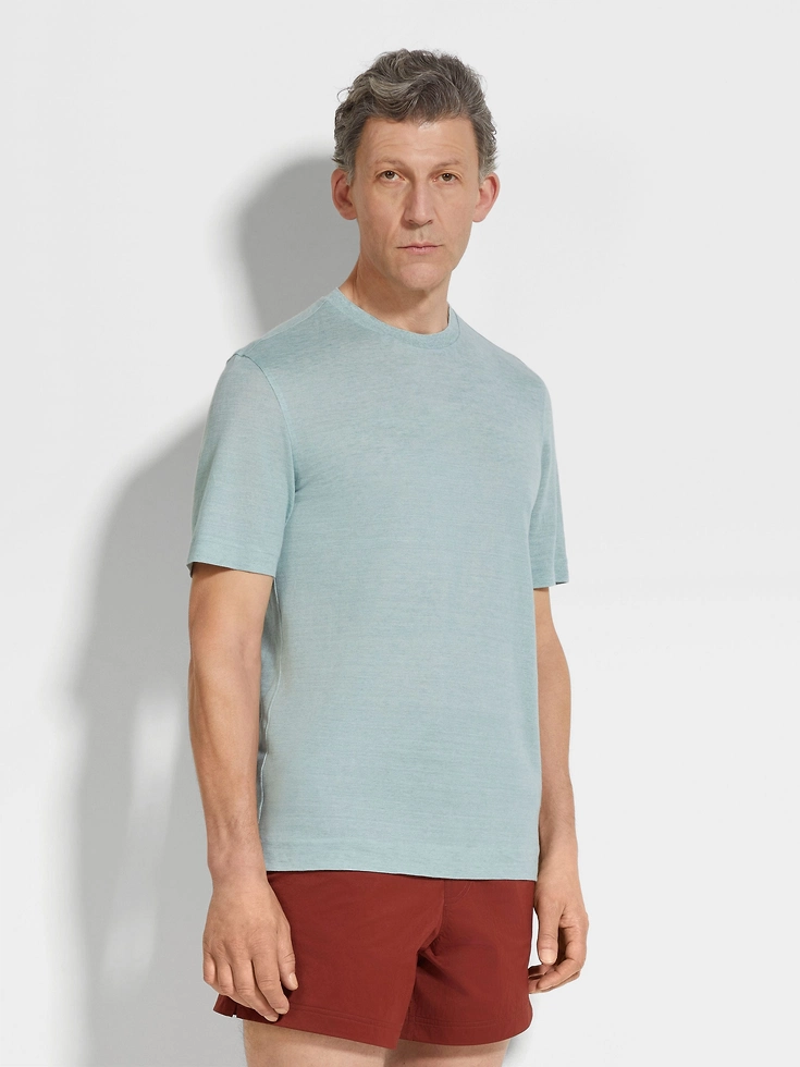 Hellblaues Oasi Lino-T-Shirt Hellblaues Oasi Lino-T-Shirt