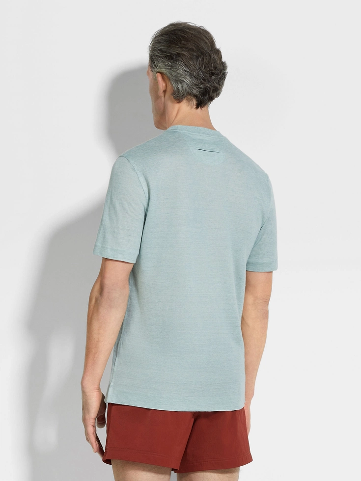 Hellblaues Oasi Lino-T-Shirt Hellblaues Oasi Lino-T-Shirt