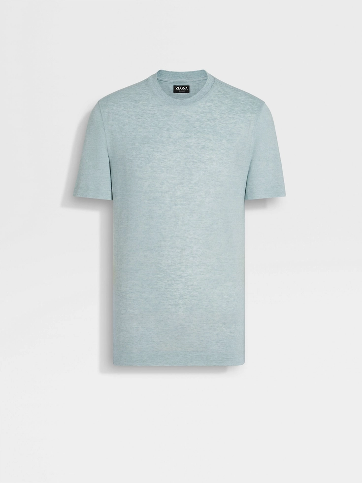 Hellblaues Oasi Lino-T-Shirt Hellblaues Oasi Lino-T-Shirt