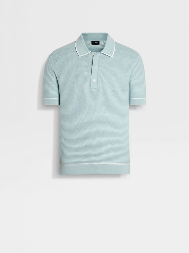 Hellblaues Poloshirt aus hochwertiger Baumwolle