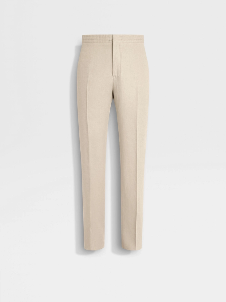 Helltaupefarbene Oasi Lino-Hose Helltaupefarbene Oasi Lino-Hose