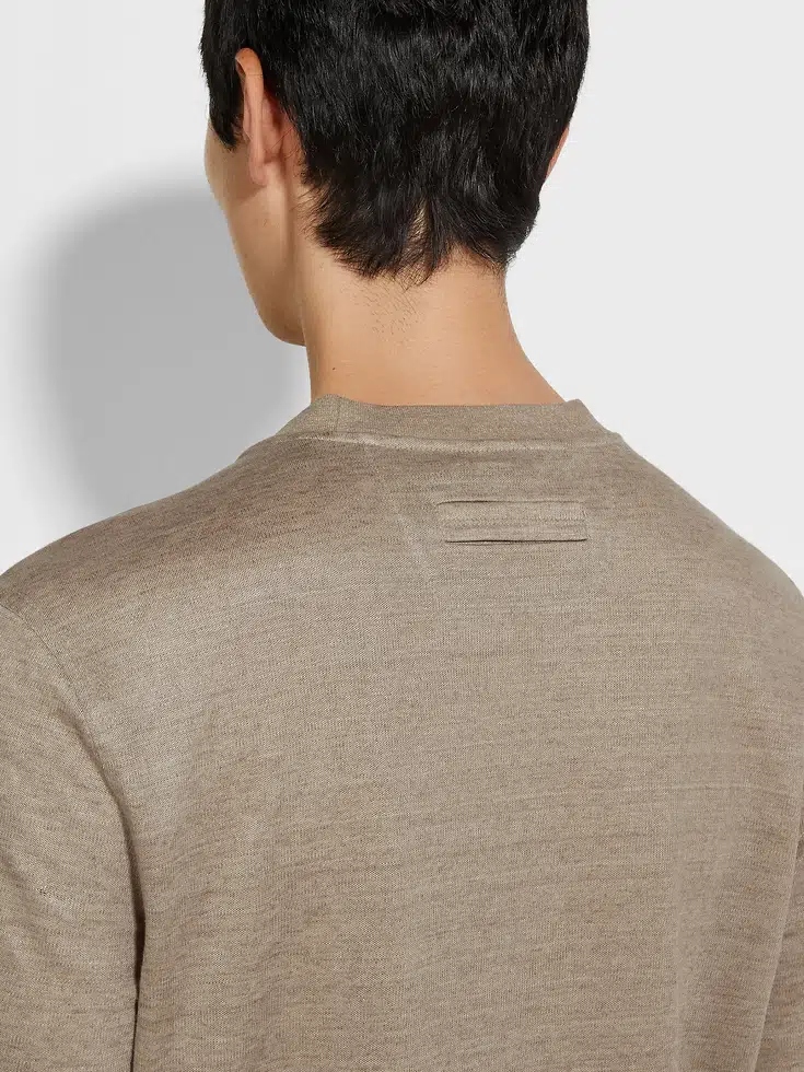 Helltaupefarbenes Oasi Lino-T-Shirt Helltaupefarbenes Oasi Lino-T-Shirt