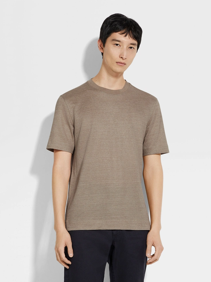 Helltaupefarbenes Oasi Lino-T-Shirt Helltaupefarbenes Oasi Lino-T-Shirt