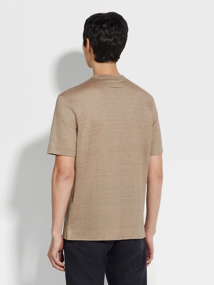 Helltaupefarbenes Oasi Lino-T-Shirt Helltaupefarbenes Oasi Lino-T-Shirt