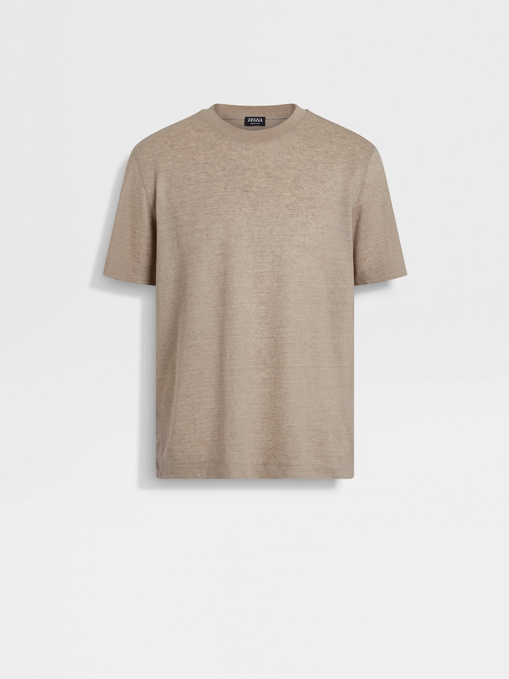 Helltaupefarbenes Oasi Lino-T-Shirt Helltaupefarbenes Oasi Lino-T-Shirt