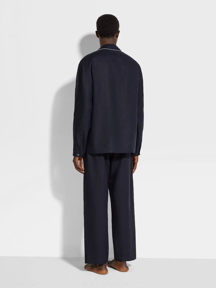 Marineblauer Oasi Lino-Pyjama Marineblauer Oasi Lino-Pyjama