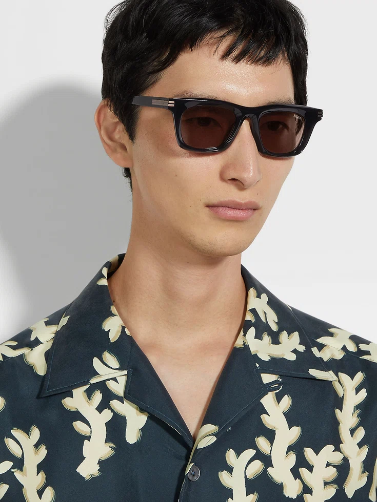 Schwarze Acetat-Sonnenbrille Schwarze Acetat-Sonnenbrille