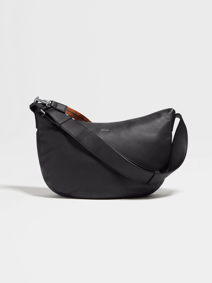 Schwarze Hobo Panorama Mini Tasche aus Hirschleder - Schwarze Hobo Panorama Mini-Tasche aus Hirschleder