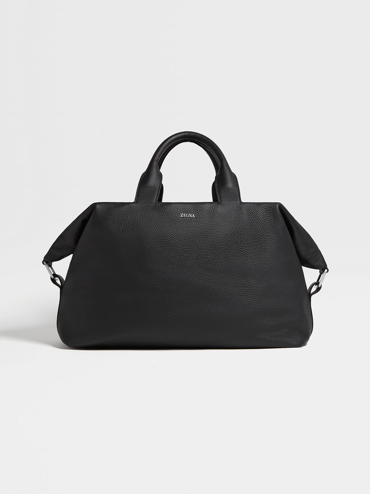 Schwarze Raglan-Reisetasche aus Hirschleder Schwarze Raglan-Reisetasche aus Hirschleder