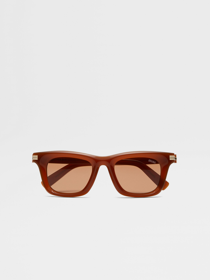 Sonnenbrille aus Acetat mit dunklem Laub Sonnenbrille aus Acetat mit dunklem Laub