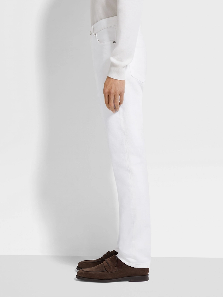Weiße Roccia-Jeans aus Stretch-Baumwolle mit Spülung Weiße Roccia-Jeans aus Stretch-Baumwolle mit Spülung
