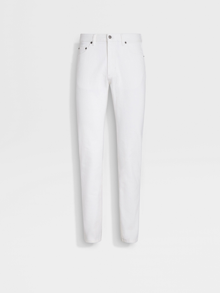 Weiße Roccia-Jeans aus Stretch-Baumwolle mit Spülung Weiße Roccia-Jeans aus Stretch-Baumwolle mit Spülung